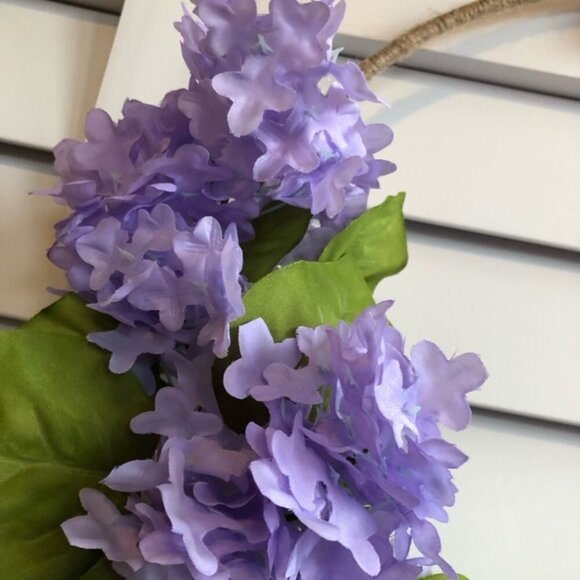 Delicate Pastel Lilac Feminine Flower Leaf Floral Decor Twine Tweed Hoop Wreath - Picture 3 of 4